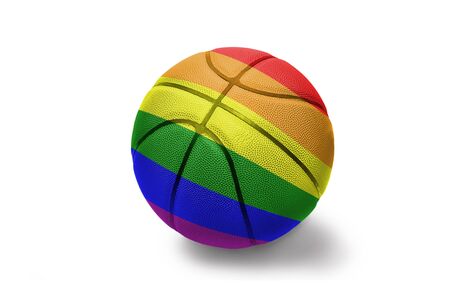 basketball ball with the colored gay rainbow flag on the white backgroundの写真素材