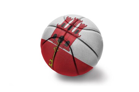 basketball ball with the colored national flag of gibraltar on the white backgroundの写真素材