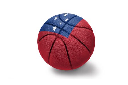 basketball ball with the colored national flag of Samoa on the white backgroundの写真素材