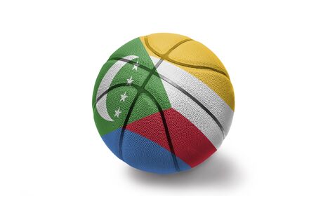 basketball ball with the colored national flag of comoros on the white backgroundの写真素材
