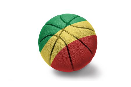 basketball ball with the colored national flag of republic of the congo on the white backgroundの写真素材
