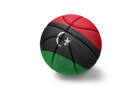 basketball ball with the colored national flag of libya on the white backgroundの写真素材