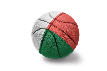 basketball ball with the colored national flag of madagascar on the white backgroundの写真素材