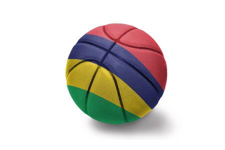 basketball ball with the colored national flag of mauritius on the white backgroundの写真素材