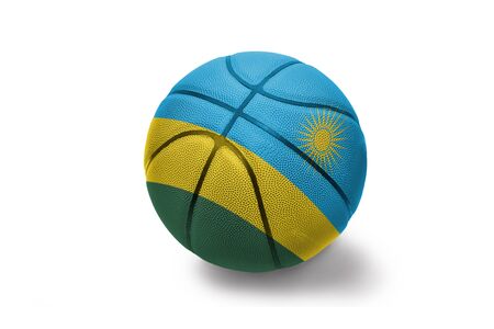 basketball ball with the colored national flag of rwanda on the white backgroundの写真素材