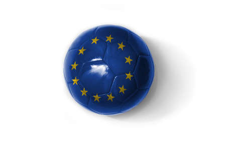 realistic football ball with colorfull national flag of european union on the white background. 3D illustrationの写真素材