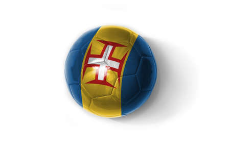 realistic football ball with colorfull national flag of madeira on the white background. 3D illustrationの写真素材