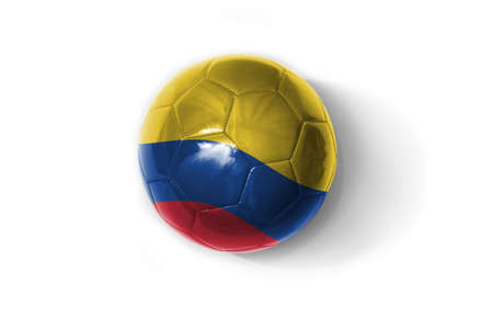 realistic football ball with colorfull national flag of colombia on the white background. 3D illustrationの写真素材