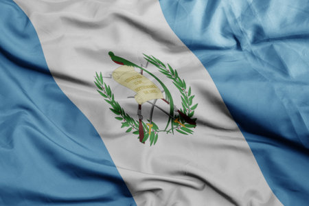 waving colorful national flag of guatemala .macro shot. 3D illustrationの写真素材