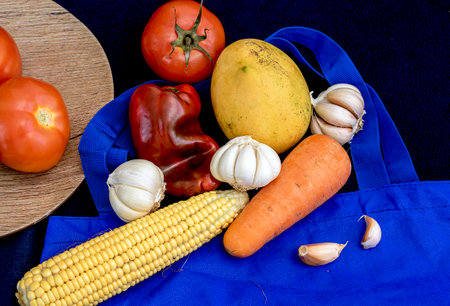 Vegetables and fruits on a table.