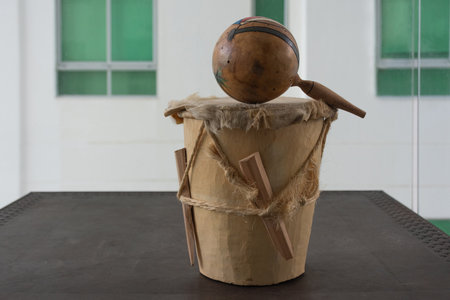 A drum with a maraca on top.の写真素材