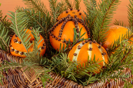 Christmas ornament with orange and chocolateの写真素材