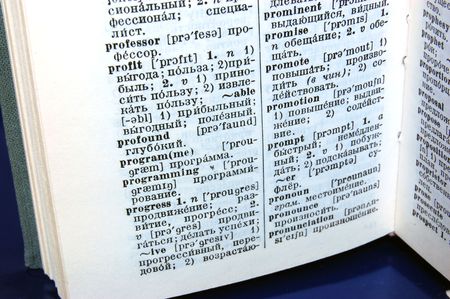 Openning page English-Russian dictionary with word "PROGRESS"の写真素材