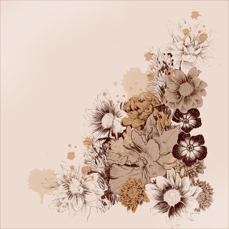 Vector graphics area of flowers for cardsのイラスト素材