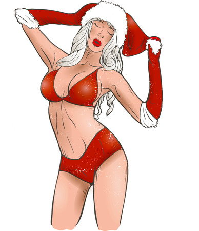 Snow Maiden sexy girl in a bikini and shortsのイラスト素材
