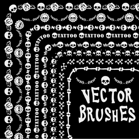 set of brushes of the skull and bones frame for banners cards flyersのイラスト素材