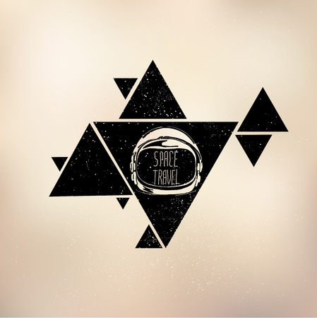 abstract astronaut helmet to space travel vector emblem isolatedのイラスト素材