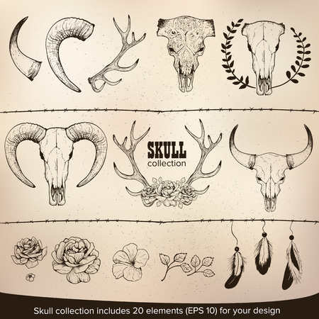 Abstract animal background line art. Set for your designのイラスト素材