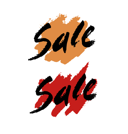 sale text on red ink stain. concept of black friday sale, sketch, creative pattern, blob, retail, decorative, seller, market, backdrop, seasonal buy. flat style modern design illustrationのイラスト素材