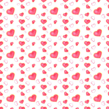 watercolor cute hearts pattern