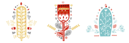 Vector Oriental motif of flowers. A tree richly adorned with whimsical flowers. Folk style.のイラスト素材