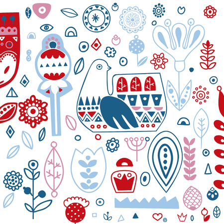 Big winter vector collection with cute elementsのイラスト素材