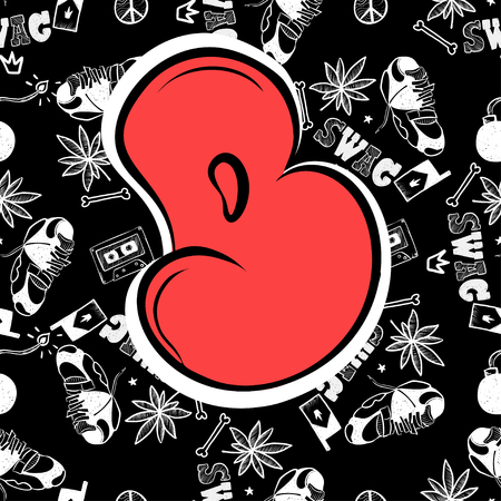 Hip hop street style. Free wildstyle for wall city urban. Modern vector style illustration art print.のイラスト素材