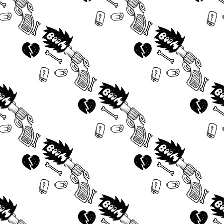 RAP hand drawn doodle seamless pattern. Sketches. Vector illustration for design and packages product. Symbol collection.のイラスト素材