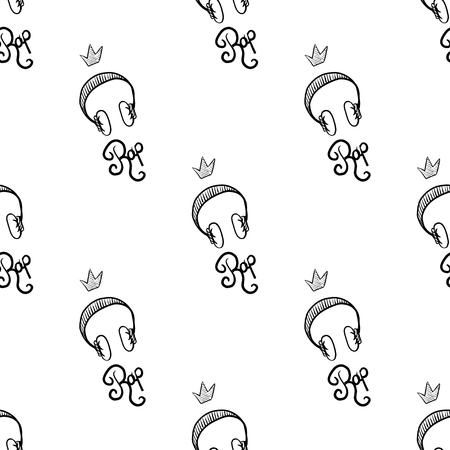 RAP hand drawn doodle seamless pattern. Sketches. Vector illustration for design and packages product. Symbol collection.のイラスト素材