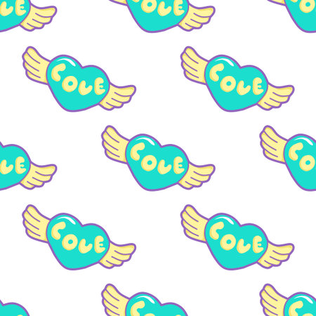 Little Kawaii unicorns, fly, dream, seamless pattern in delicate colorsのイラスト素材