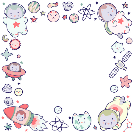 Cute illustration. Vector funny animals clip art. Concept for children frames, letters, certificates, notebooks, notebooks and other printingのイラスト素材