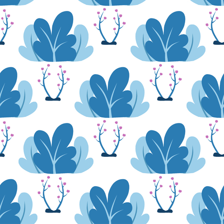 Vector illustration in trendy flat style - plants, leaves, tree - background for banner, greeting card - magic forestのイラスト素材
