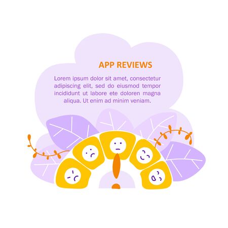 App reviews banner template with colorful vector illustrationsのイラスト素材