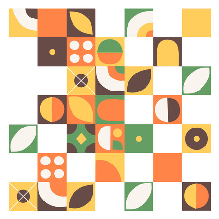 Flat pattern squares background flat vector illustration. Retro funky graphic.