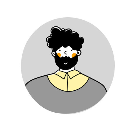 Cartoon avatar man with beard, flat vector illustration. Guy is hipster, face social networks.
