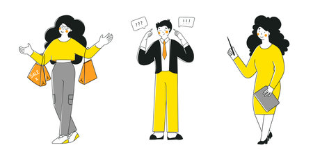 Office workers set. Flat cartoon vector illustration. Cartoon illustration.