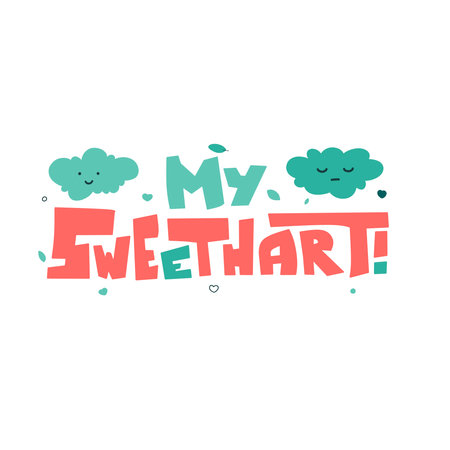My Sweethart letterig in abstract style, flat vector illustration. Holiday background.のイラスト素材