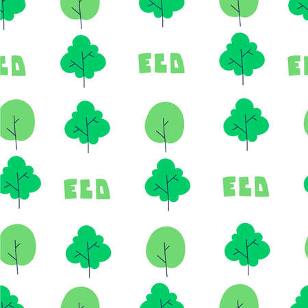ECO pattern in linear style, flat vector illustration. Eco decoration.のイラスト素材
