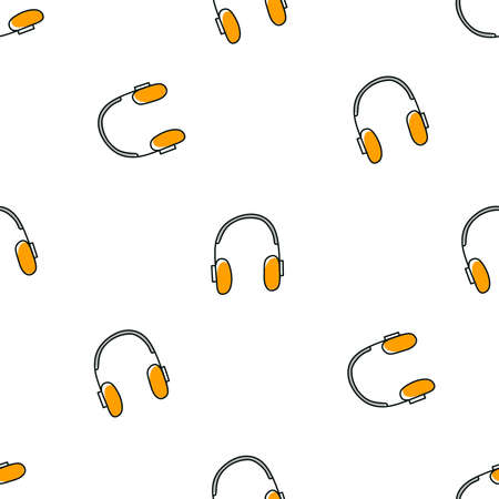 Modern headphones music pattern, Vector doodle illustration.のイラスト素材