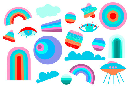Fantasy set rainbow elements, great design for any purposes.