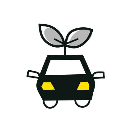 Linear icon with electric auto icon for web design. Isolated vector illustration.のイラスト素材