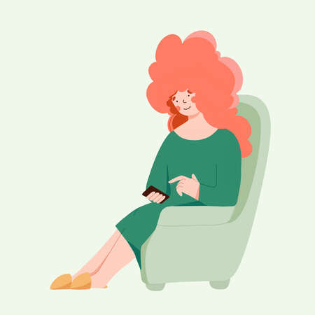 Young girls using phone. Online order. Woman running remotely on freelanceのイラスト素材