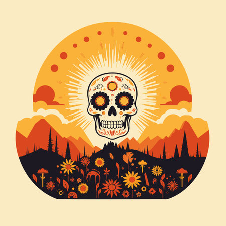 Minimalist sugar skull logo, mexican skullの素材