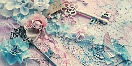 Vintage Craft Materials and Laceの写真素材