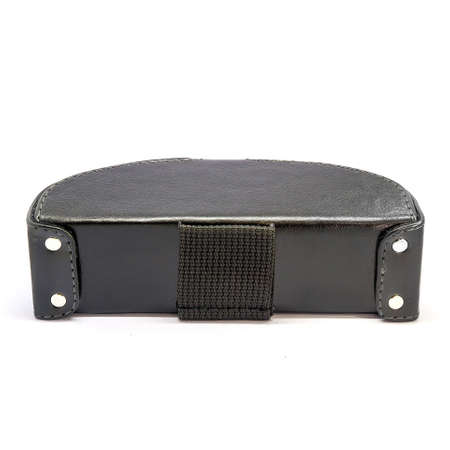 Leather jeans glasses case on white background isolatedの写真素材