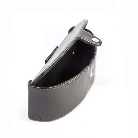 Leather jeans glasses case on white background isolatedの写真素材