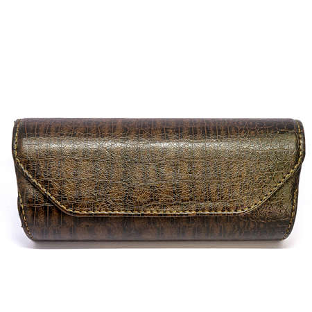Leather jeans glasses case on white background isolatedの写真素材
