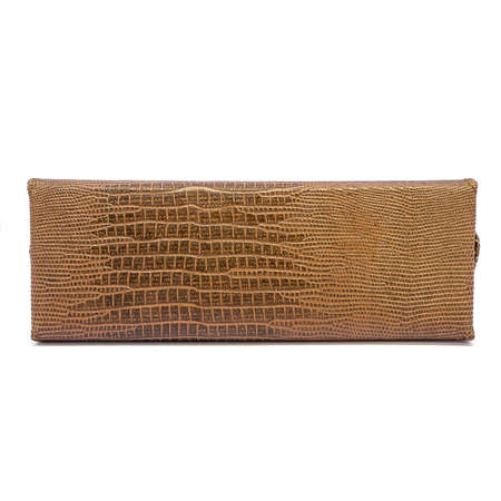 Leather jeans glasses case on white background isolatedの写真素材