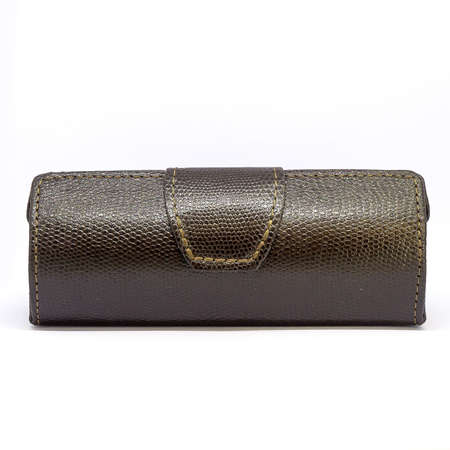 Leather jeans glasses case on white background isolatedの写真素材