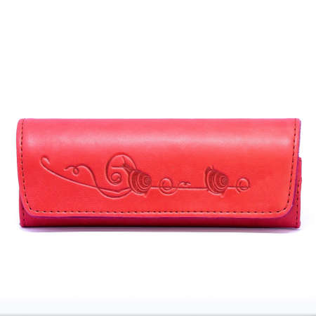 Leather jeans glasses case on white background isolatedの写真素材